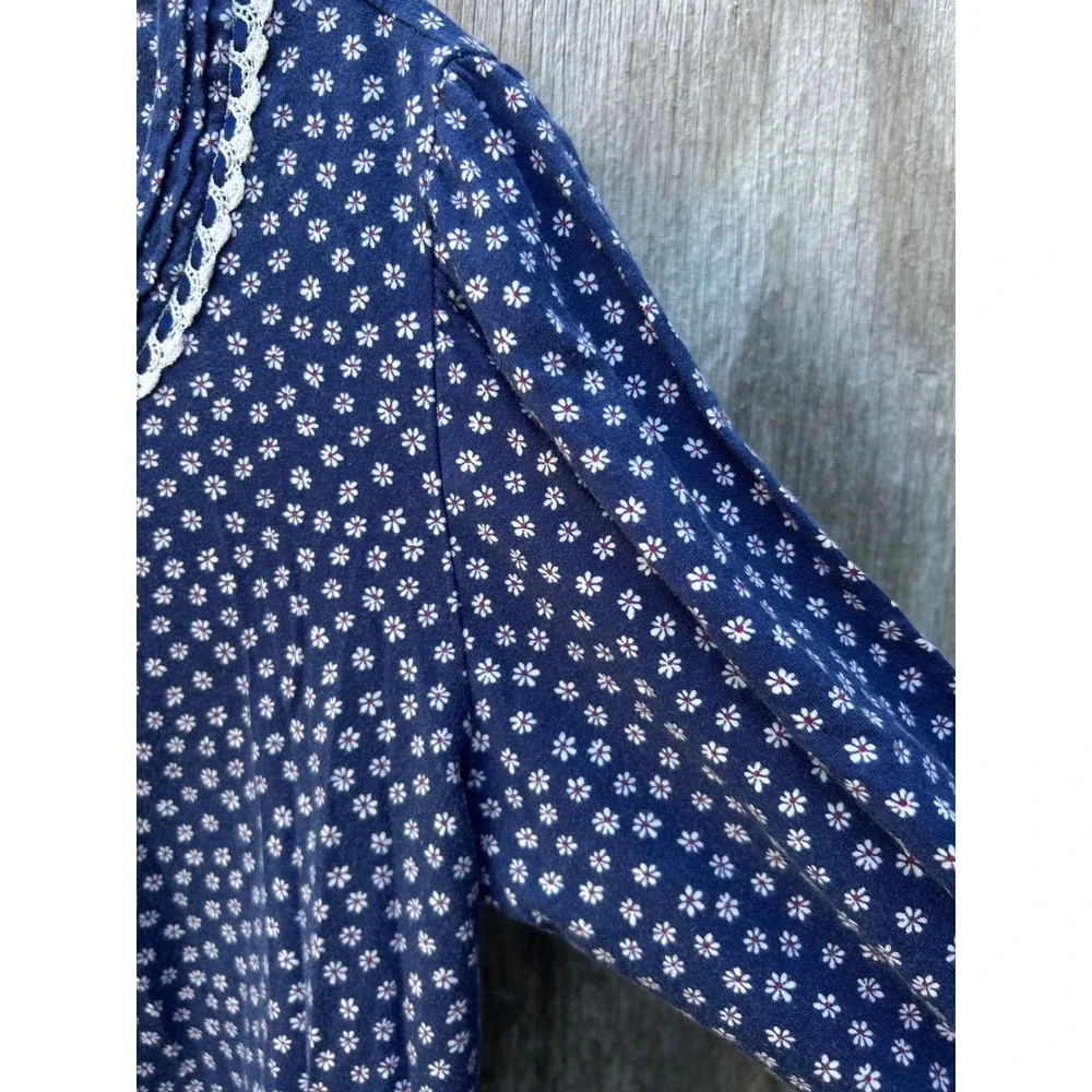 Eileen West Floral Sleep Shirt Tunic‎ Women's Small Cottagecore Lace Nightgown